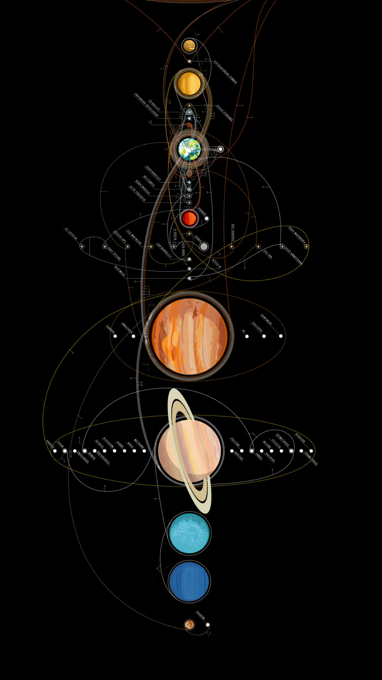 Обои OLED, темнота, космос, круг, орнамент в разрешении 750x1334