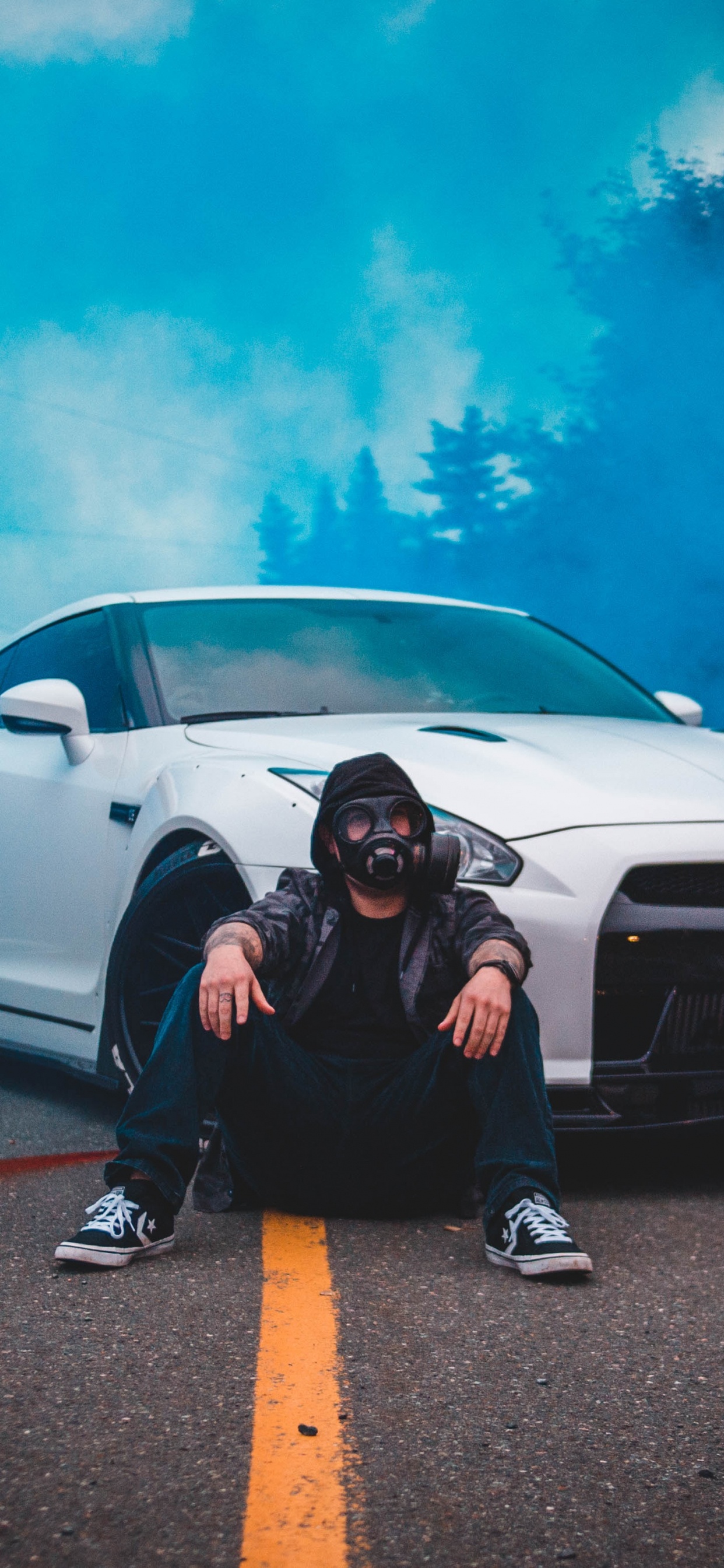 Обои суперкар, спорткар, катание, дорога, Ниссан в разрешении 1242x2688