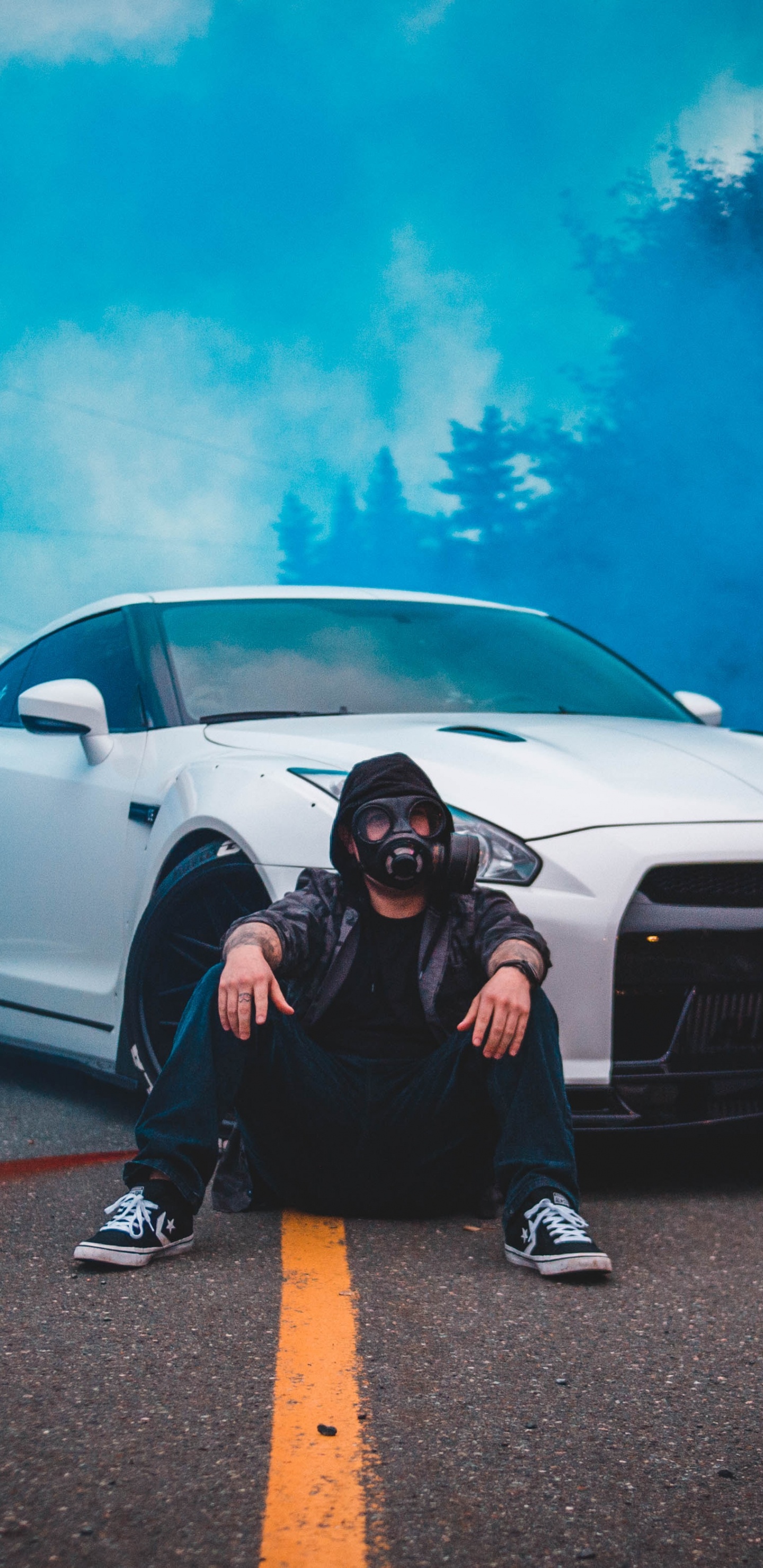 Обои суперкар, спорткар, катание, дорога, Ниссан в разрешении 1440x2960