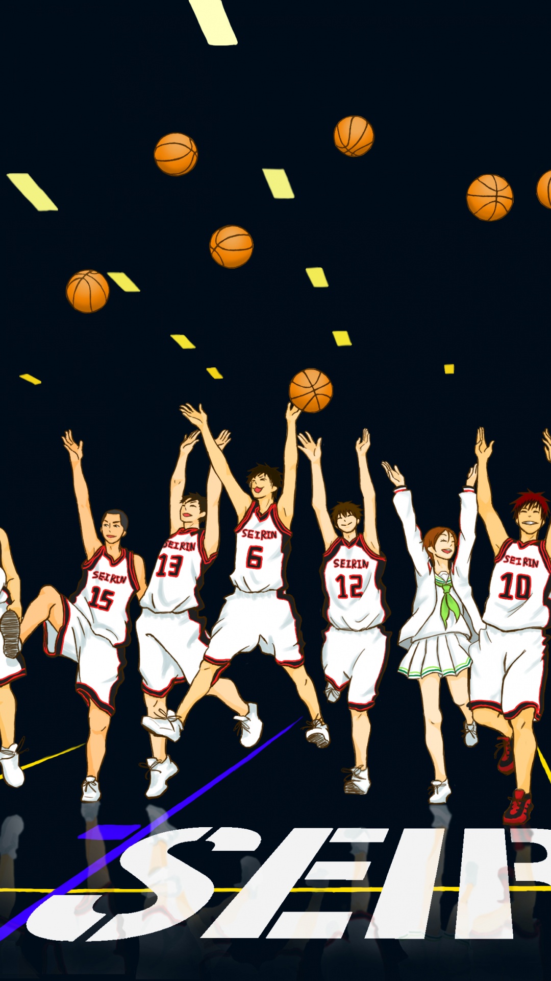 Обои тэцуя куроко, Баскетбол Куроко, Рико Айда, Сатоси Цутида, Теппей Киеши в разрешении 1080x1920