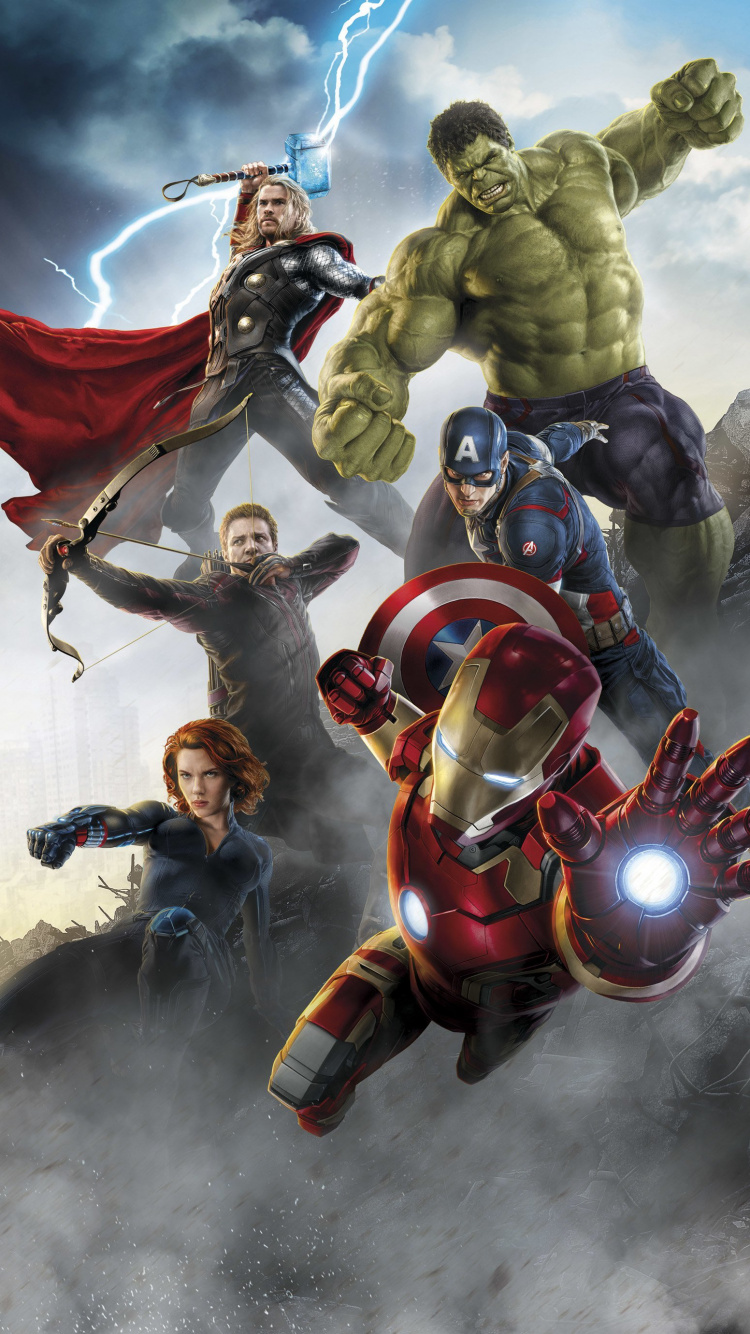 Обои Халк, Железный человек, мститель, фреска, комиксы Марвел в разрешении 750x1334