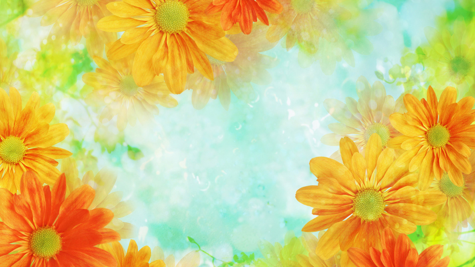 Обои цветок, желтый, лепесток, цветочный дизайн, акварельные краски в разрешении 1920x1080