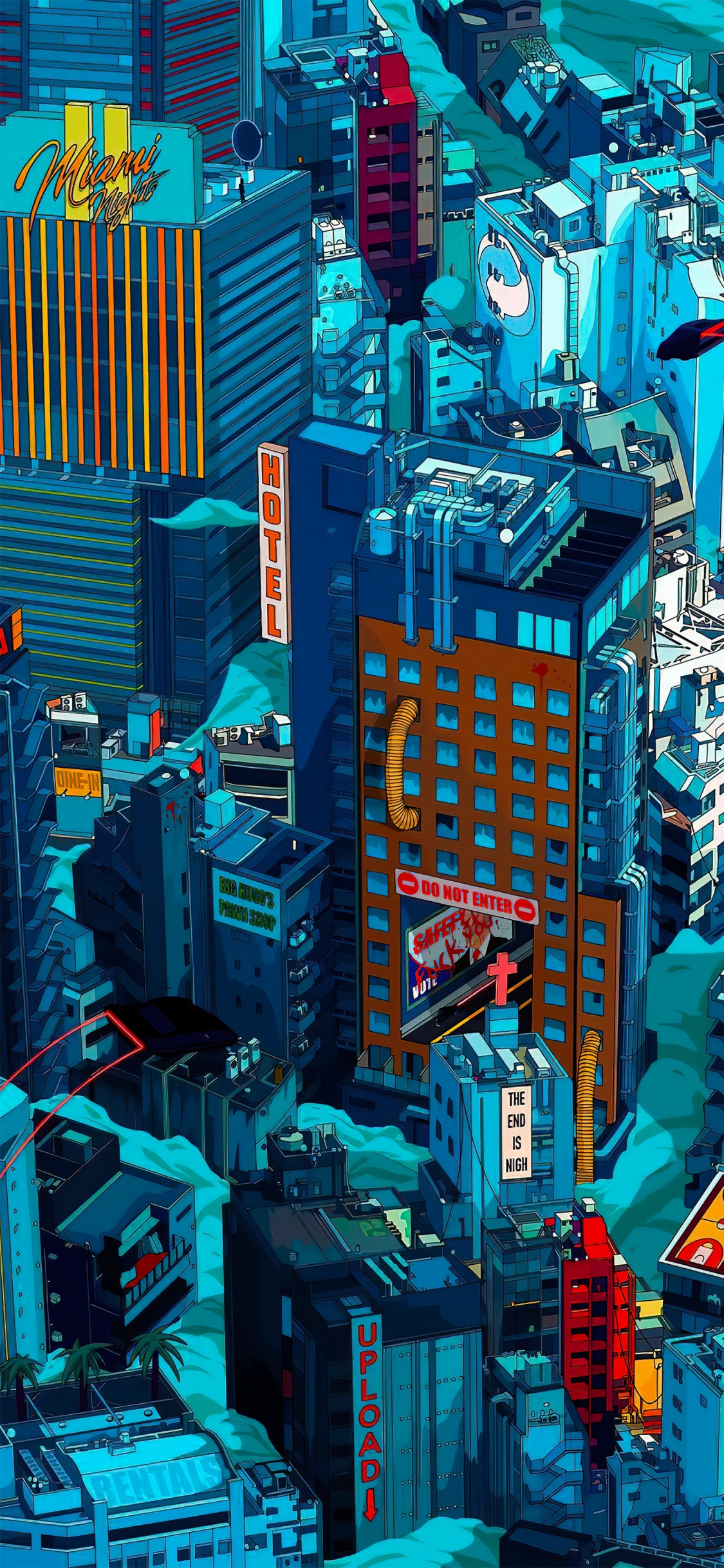 Обои метрополия, здание, небоскреб, синий, вышка в разрешении 1125x2436