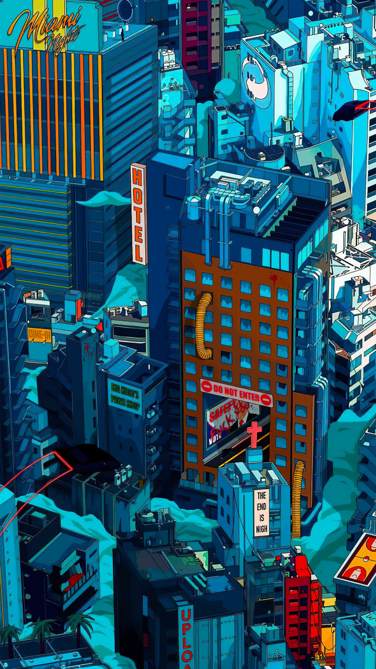 Обои метрополия, здание, небоскреб, синий, вышка в разрешении 750x1334