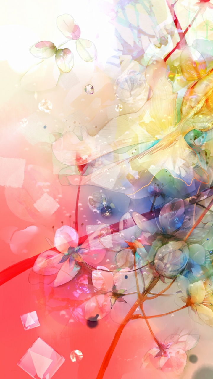 Обои акварельные краски, розовый, акриловая краска, акриловые краски, дизайн в разрешении 720x1280