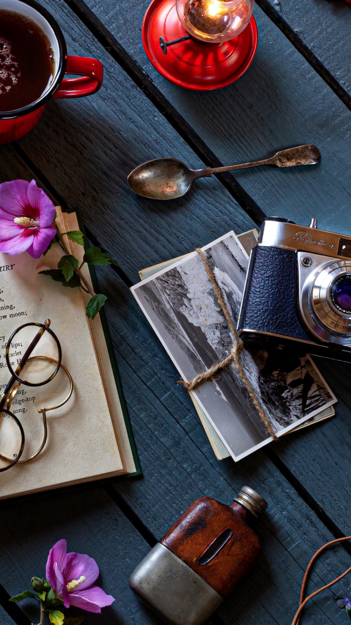 Обои шоколад, Капкейк, чай, кофе, керосиновая лампа в разрешении 720x1280