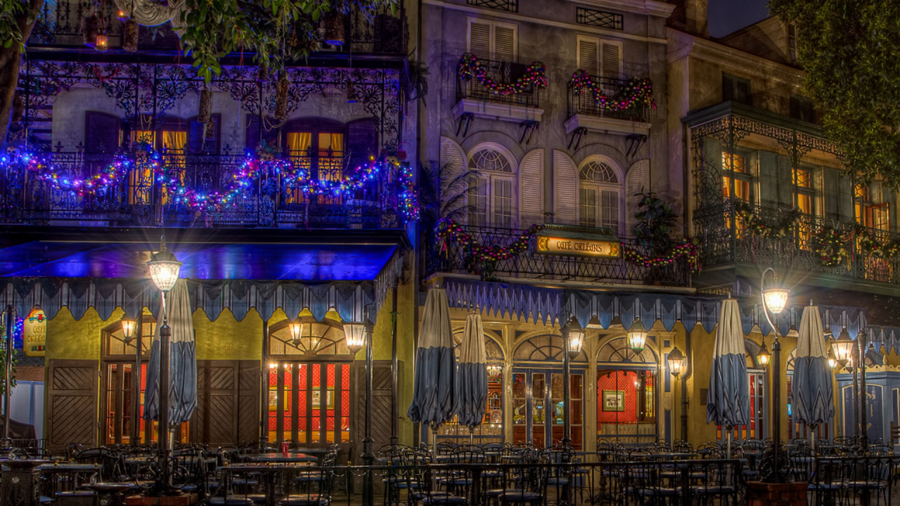 Обои новый Орлеан, ночь, ориентир, освещение, город в разрешении 1280x720