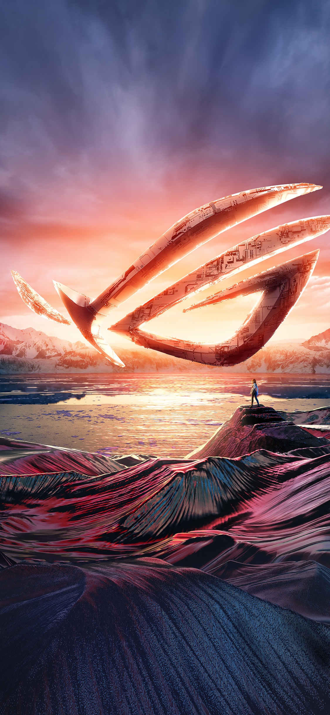 Обои asus, asus рог свифт pg-uq, облако, вода, атмосфера в разрешении 1125x2436