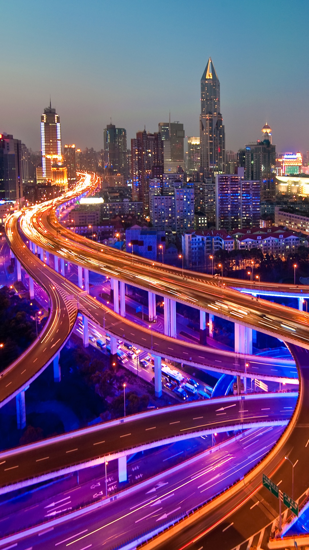 Обои городской пейзаж, город, городской район, метрополия, путепровод в разрешении 1080x1920