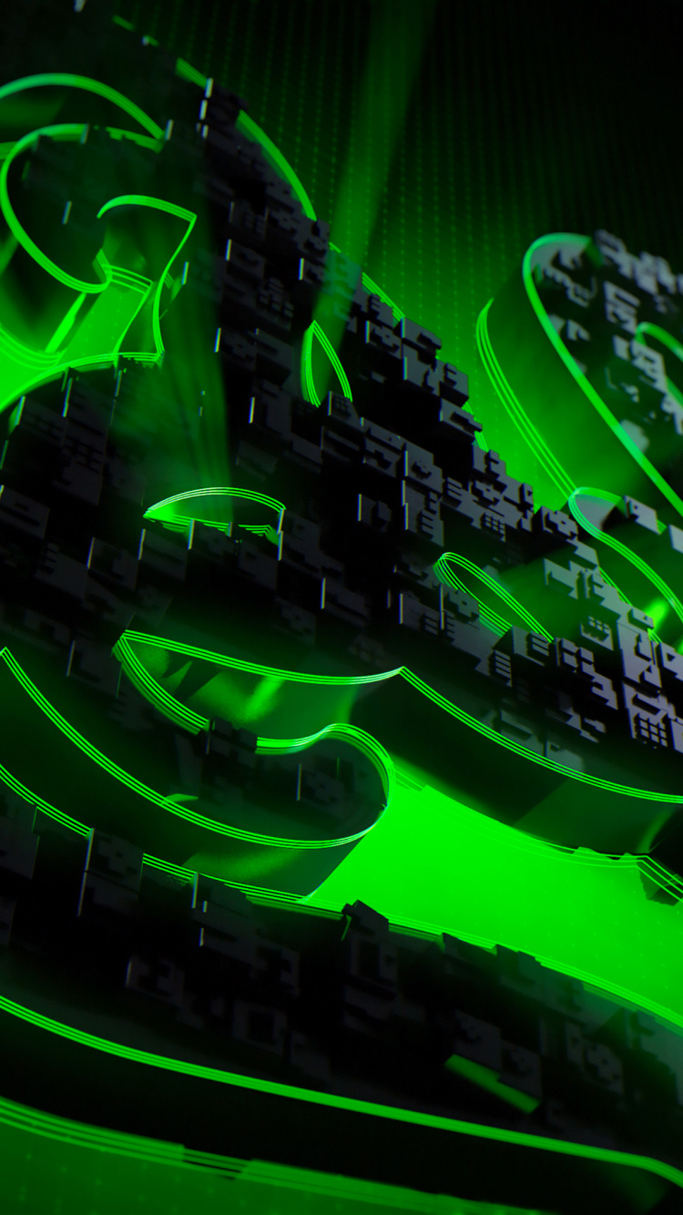 Обои зеленый, неон, графический дизайн, технологии, лазер в разрешении 750x1334