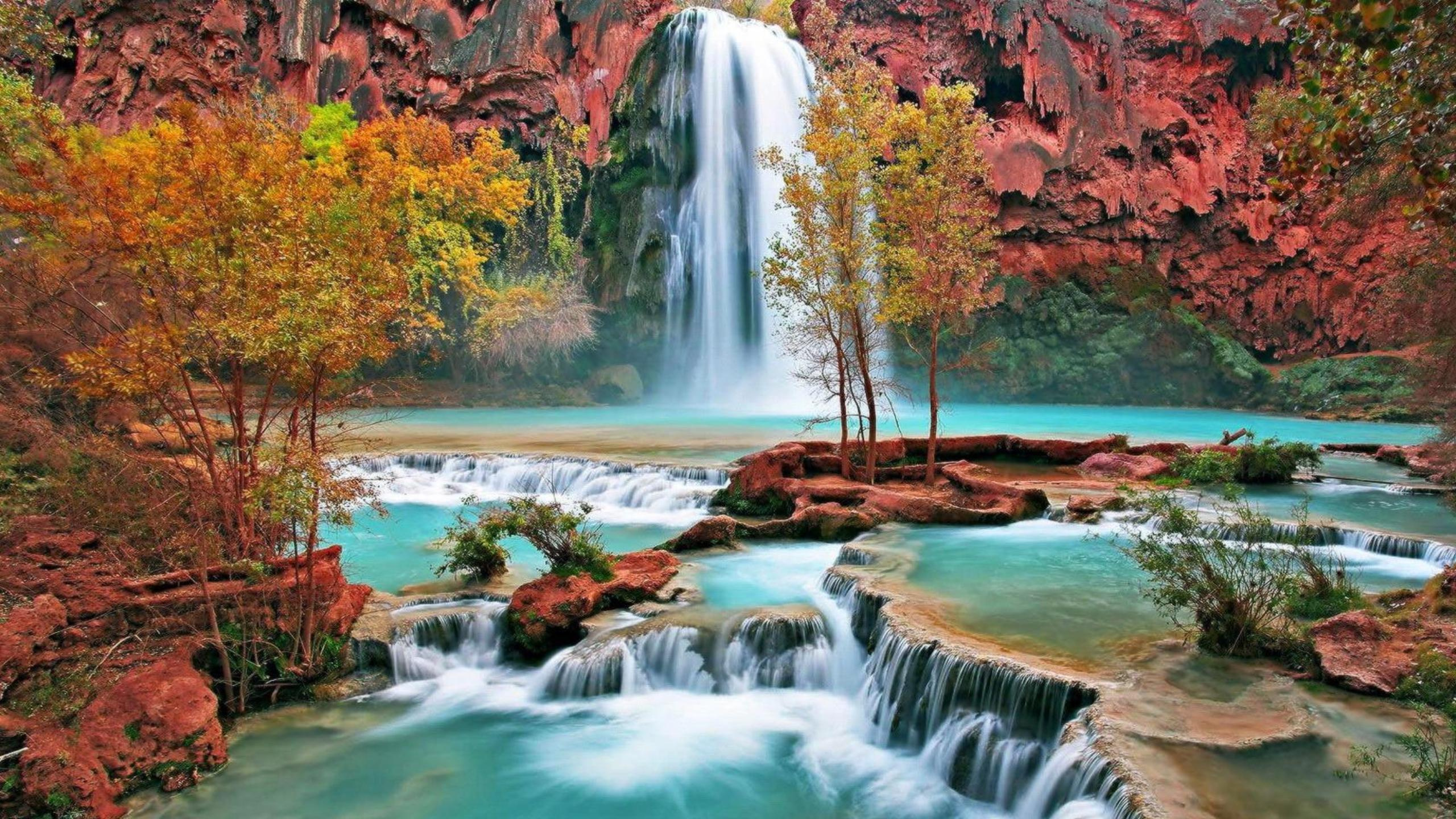 Обои большой каньон, водопад, водоем, природа, гидроресурсы в разрешении 2560x1440