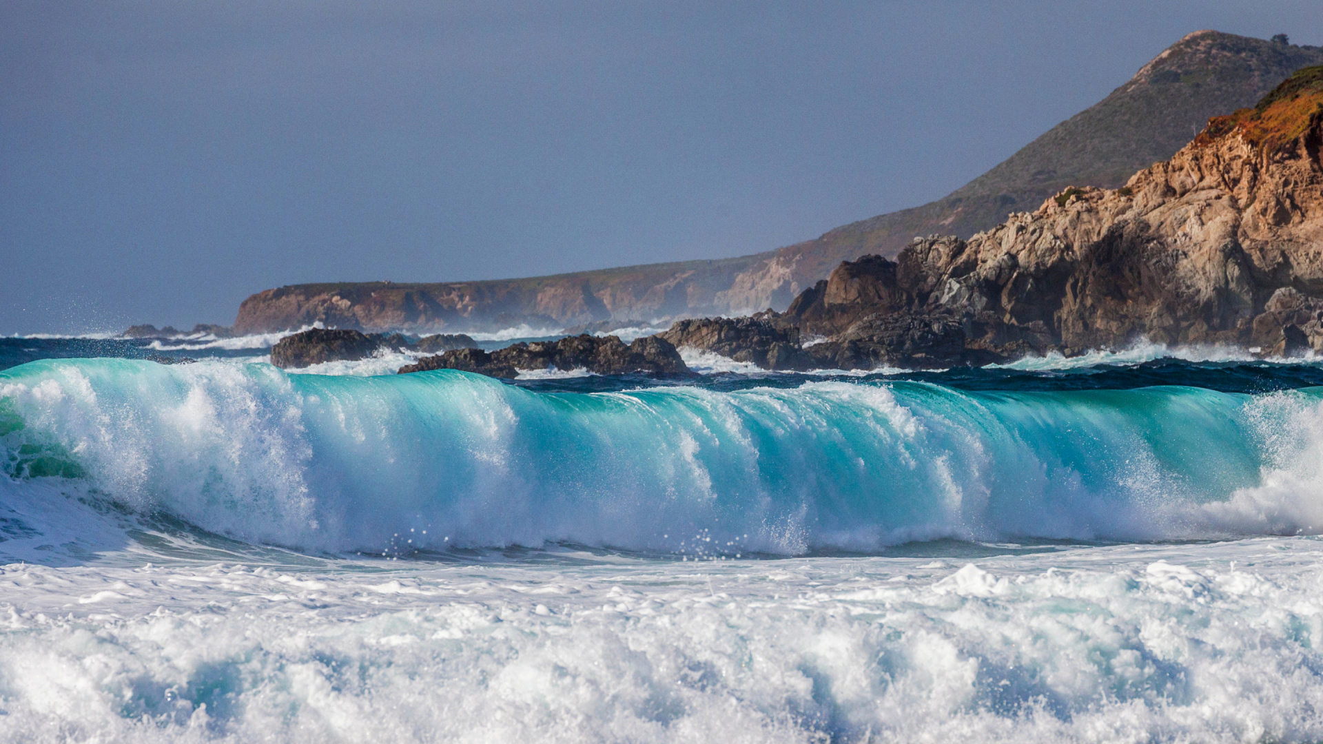 Обои волна, ветровая волна, океан, вода, море в разрешении 1920x1080