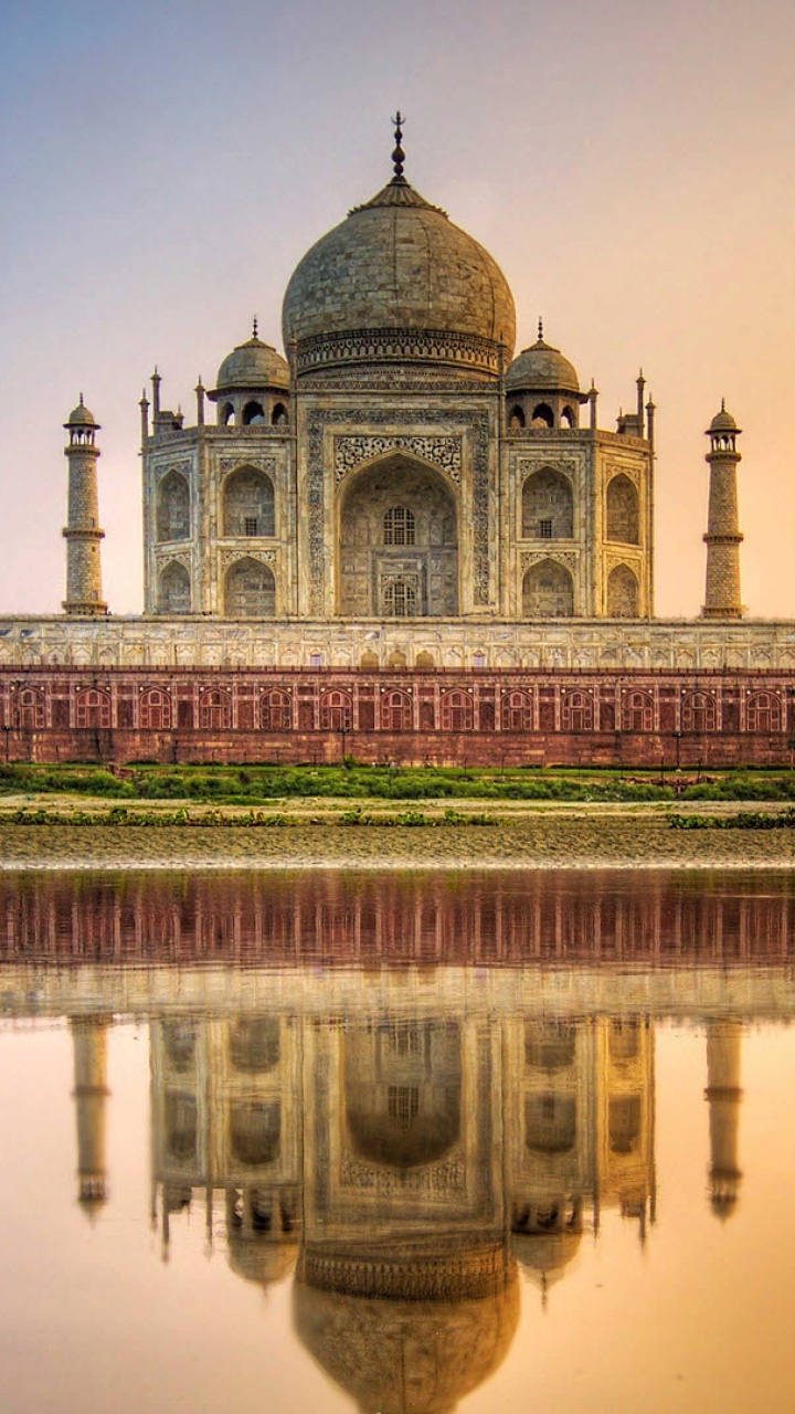 Обои Тадж-Махал, памятник, ориентир, отражение, отражающий бассейн в разрешении 720x1280
