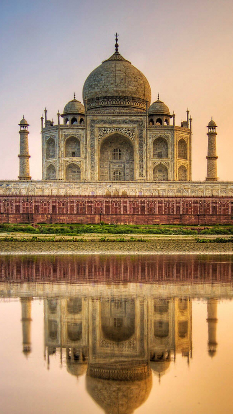 Обои Тадж-Махал, памятник, ориентир, отражение, отражающий бассейн в разрешении 750x1334