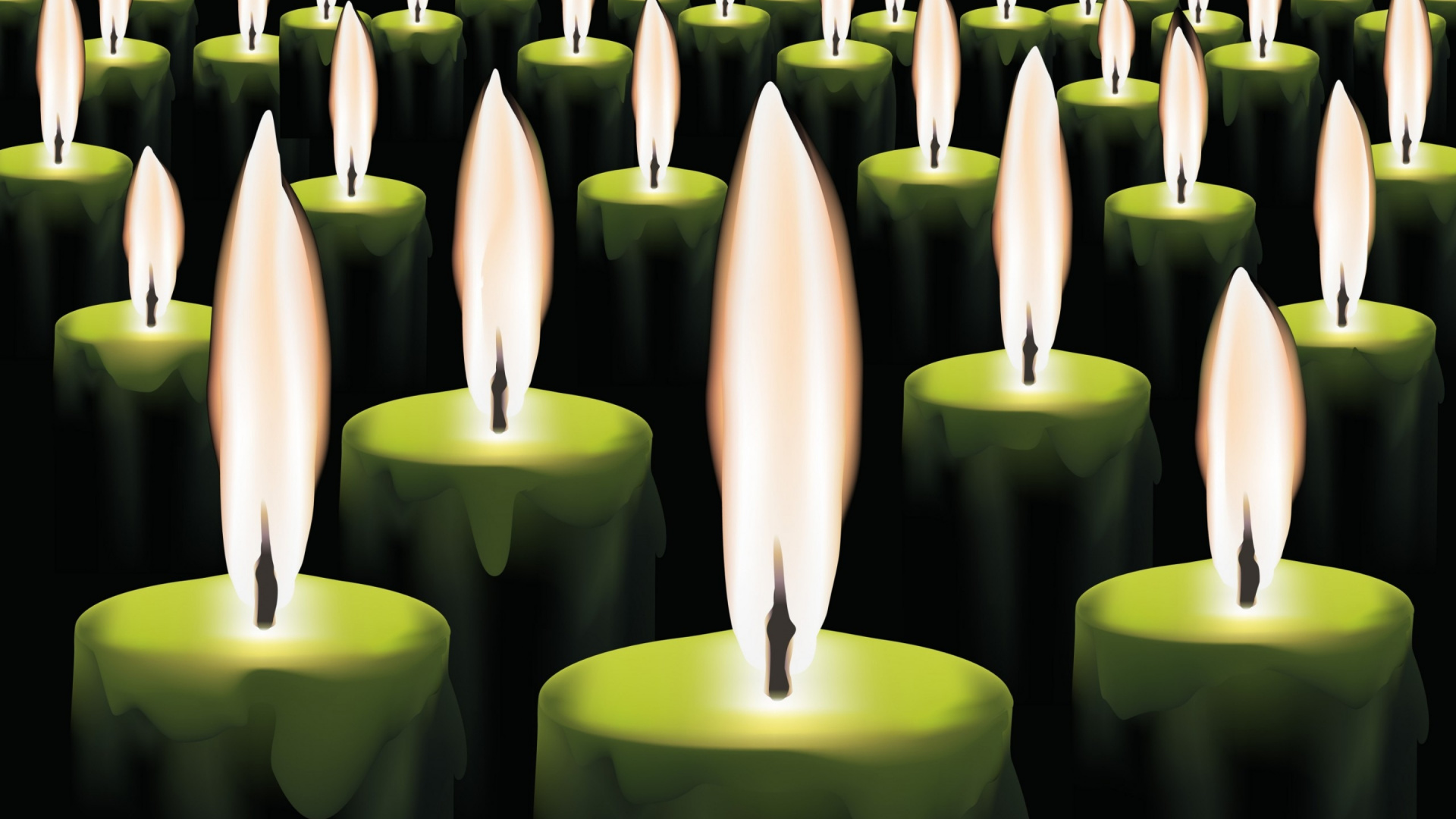 Обои свеча, векторная графика, воск, зеленый, свет в разрешении 1920x1080