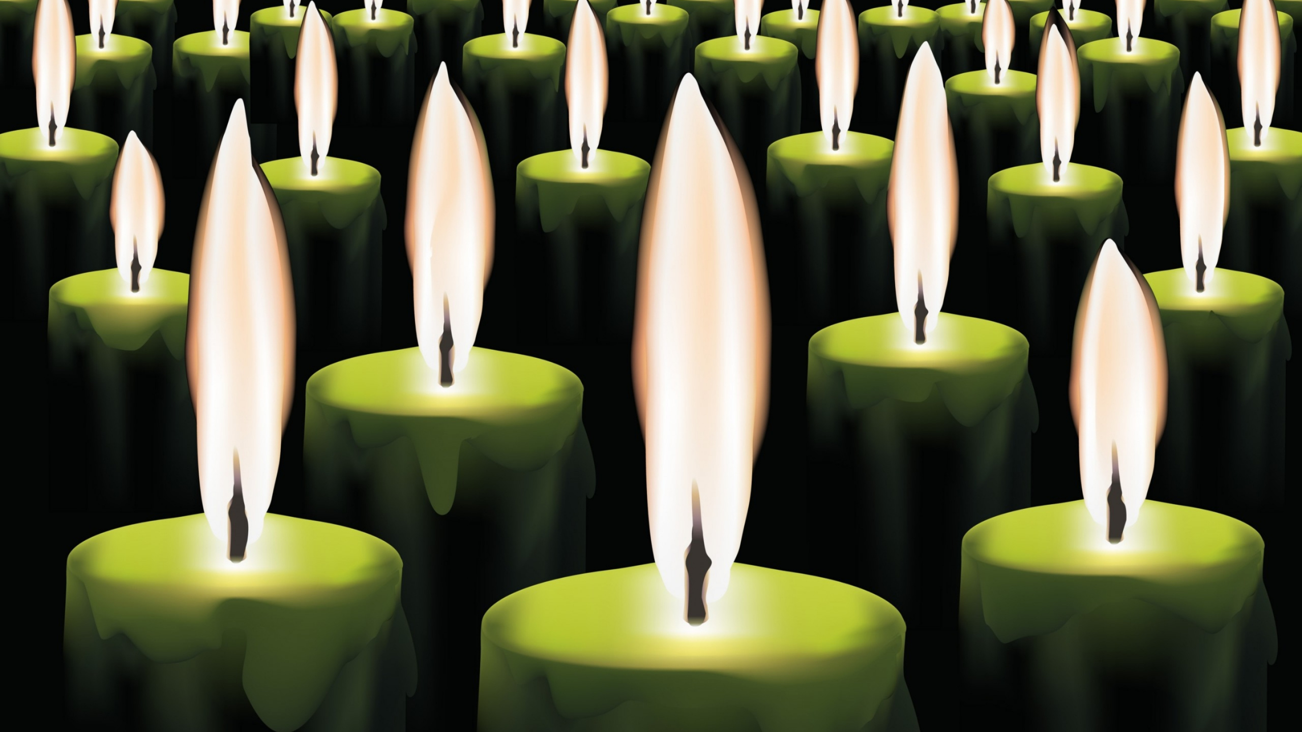 Обои свеча, векторная графика, воск, зеленый, свет в разрешении 2560x1440