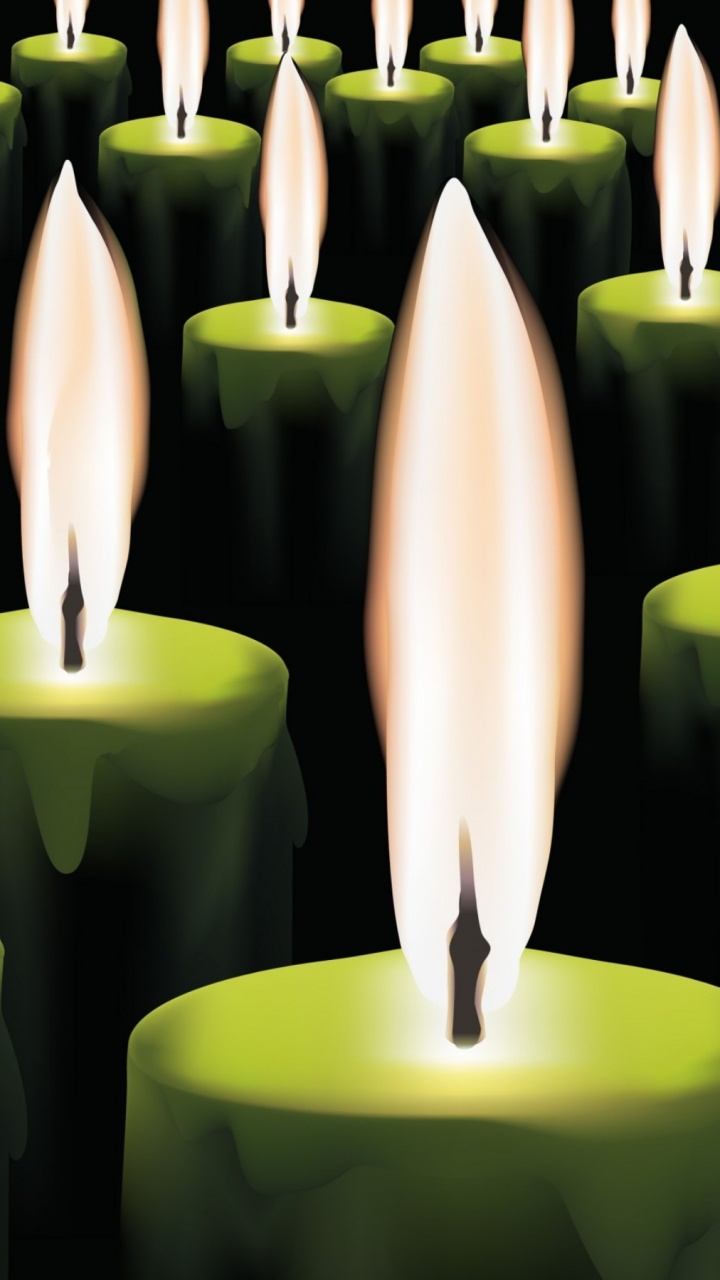 Обои свеча, векторная графика, воск, зеленый, свет в разрешении 720x1280