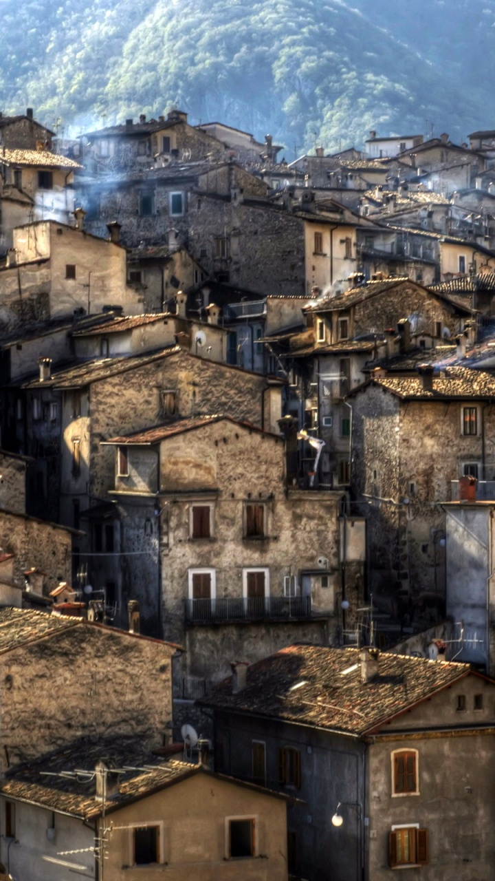 Обои горная деревня, деревня, историческое место, средневековая архитектура, археологический памятник в разрешении 720x1280