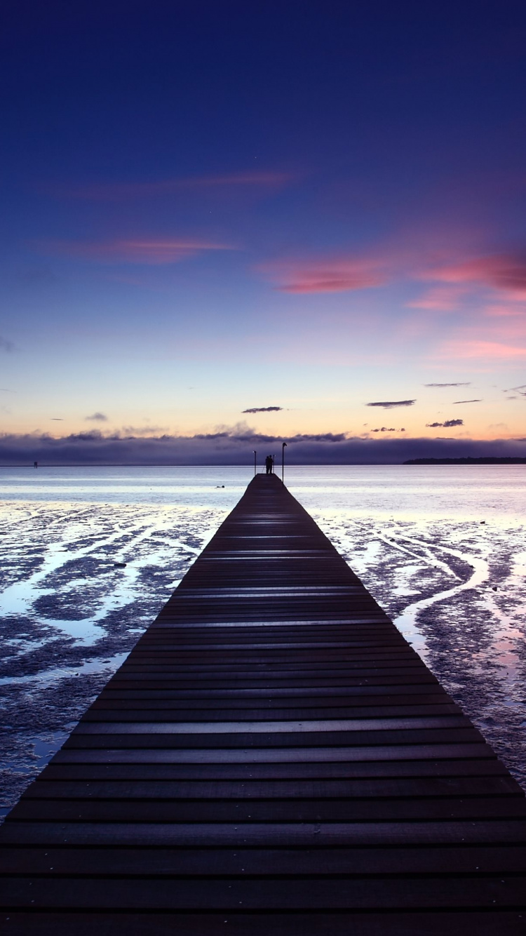 Обои горизонт, вода, море, закат, океан в разрешении 750x1334