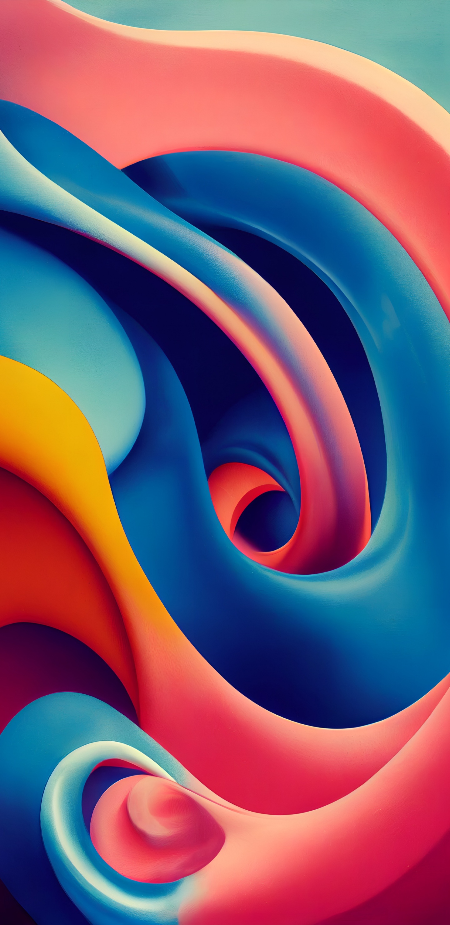 Обои Оранжевый цвет, графический дизайн, красочность, свет, арт в разрешении 1440x2960