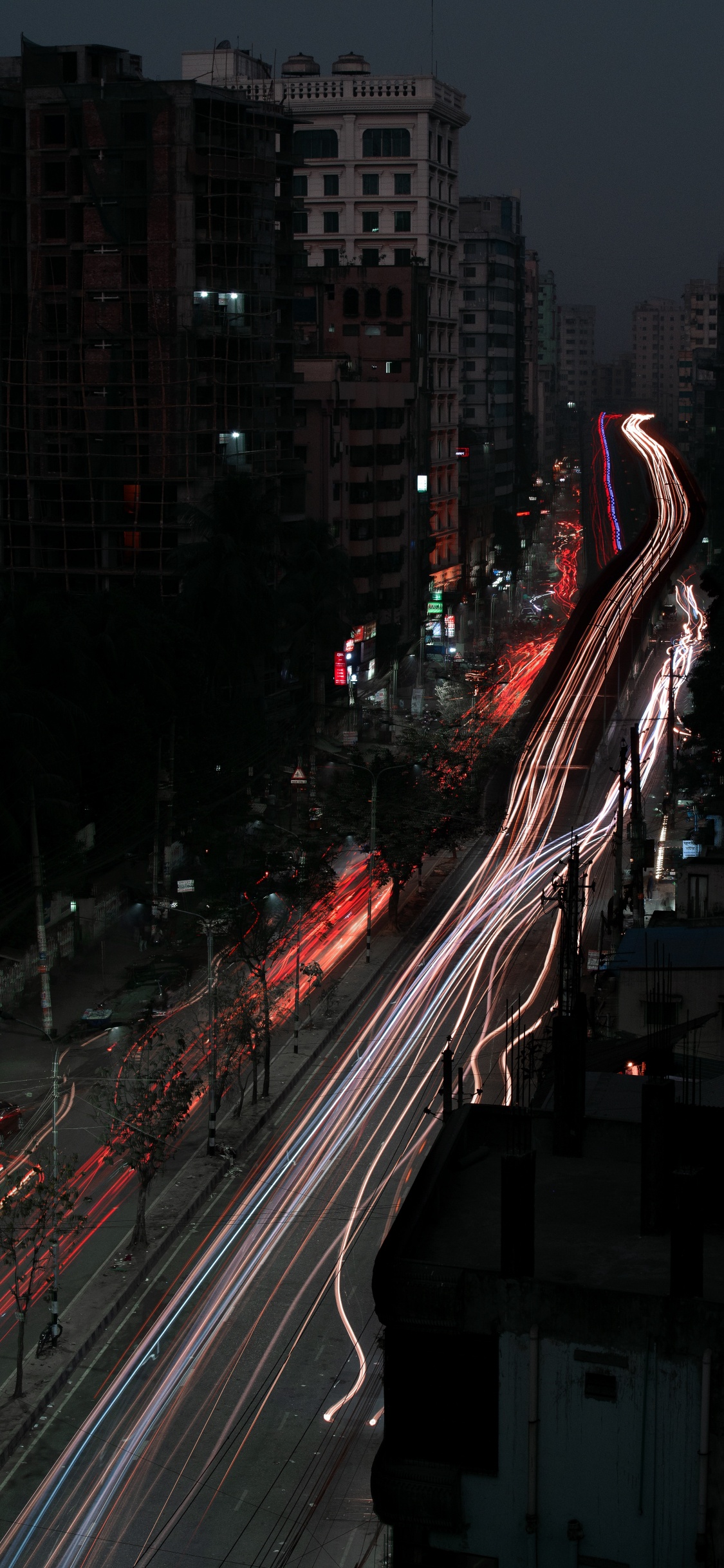 Обои ночь, городской район, метрополия, городской пейзаж, город в разрешении 1125x2436