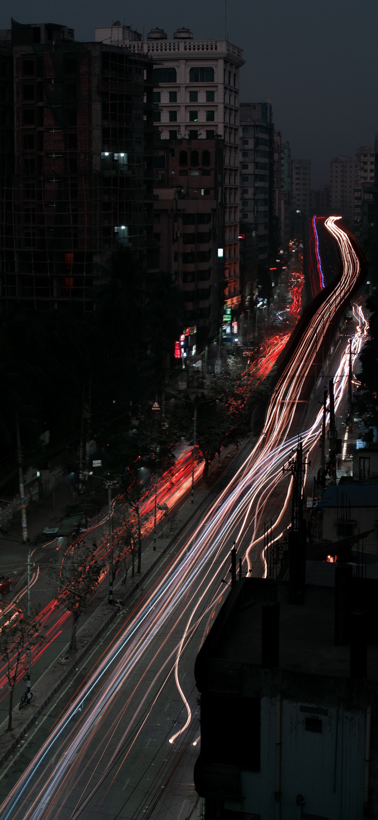 Обои ночь, городской район, метрополия, городской пейзаж, город в разрешении 1242x2688