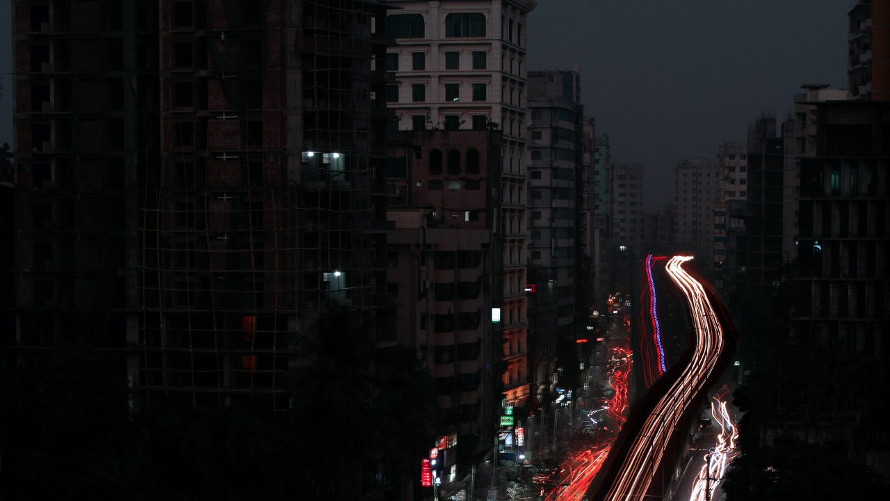 Обои ночь, городской район, метрополия, городской пейзаж, город в разрешении 1280x720