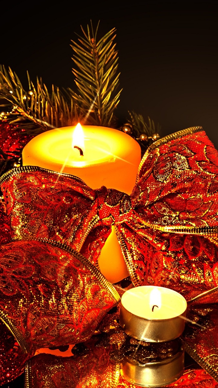 Обои Новый год, натюрморт, освещение, Рождественские украшения, рождественский орнамент в разрешении 720x1280