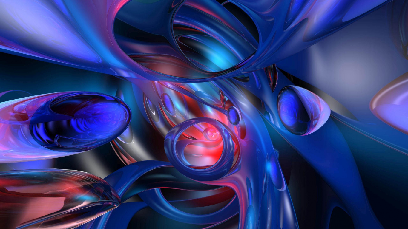 Обои фрактальное искусство, фрактал, синий, электрик, пурпур в разрешении 1366x768