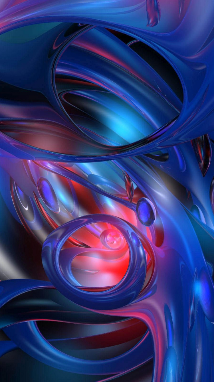 Обои фрактальное искусство, фрактал, синий, электрик, пурпур в разрешении 750x1334