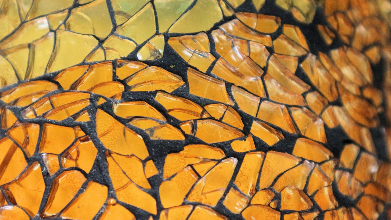 Обои витраж, стекло, желтый, узор, арт в разрешении 1366x768