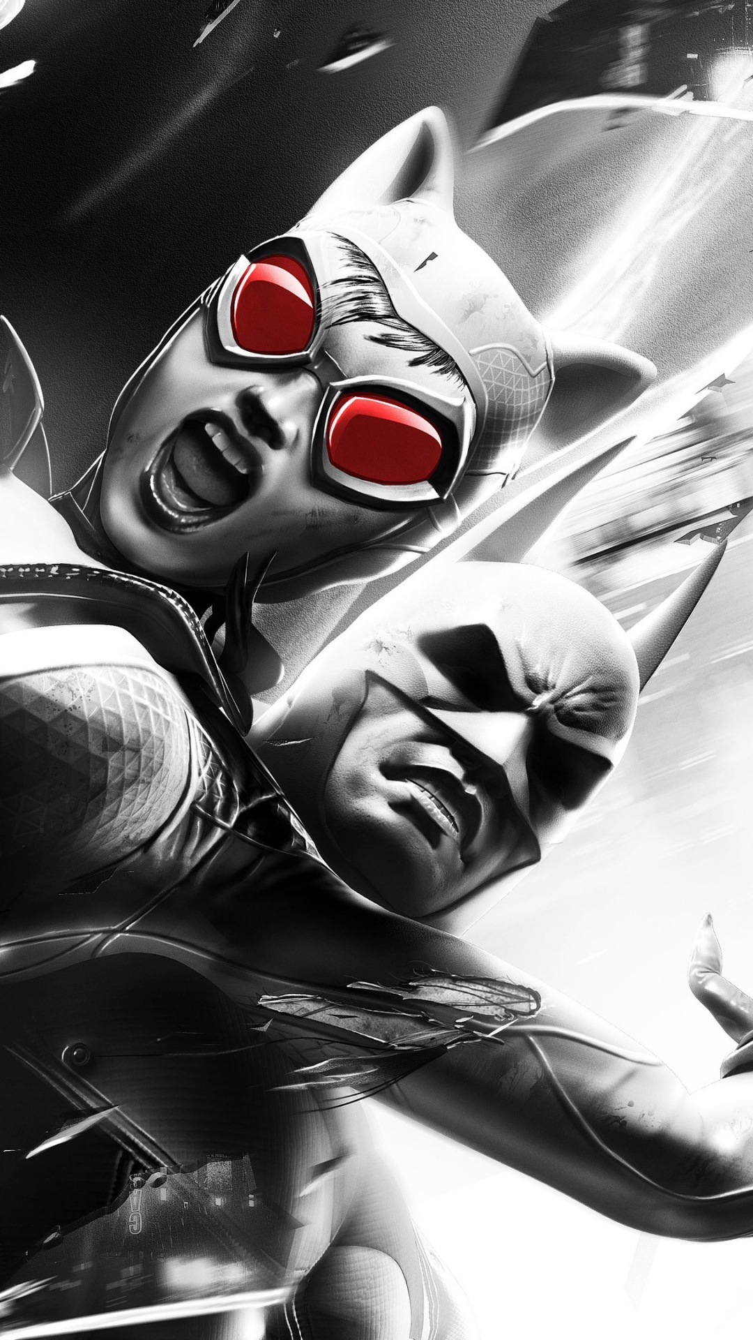 Обои Бэтмен аркхем Сити, женщина кошка, Бэтмен, иллюстрация, суперзлодей в разрешении 1080x1920