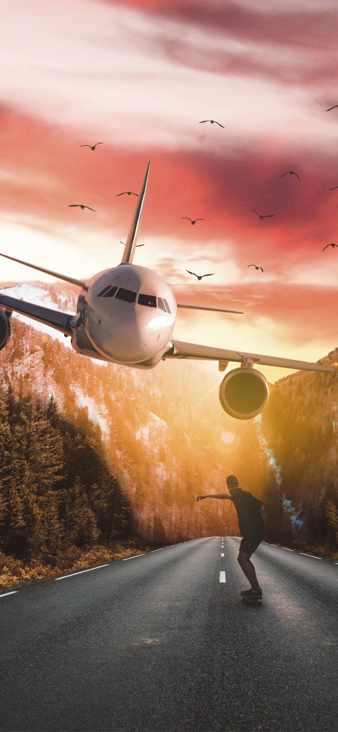 Обои самолет, реактивный самолет, самолеты, полет, облако в разрешении 1125x2436