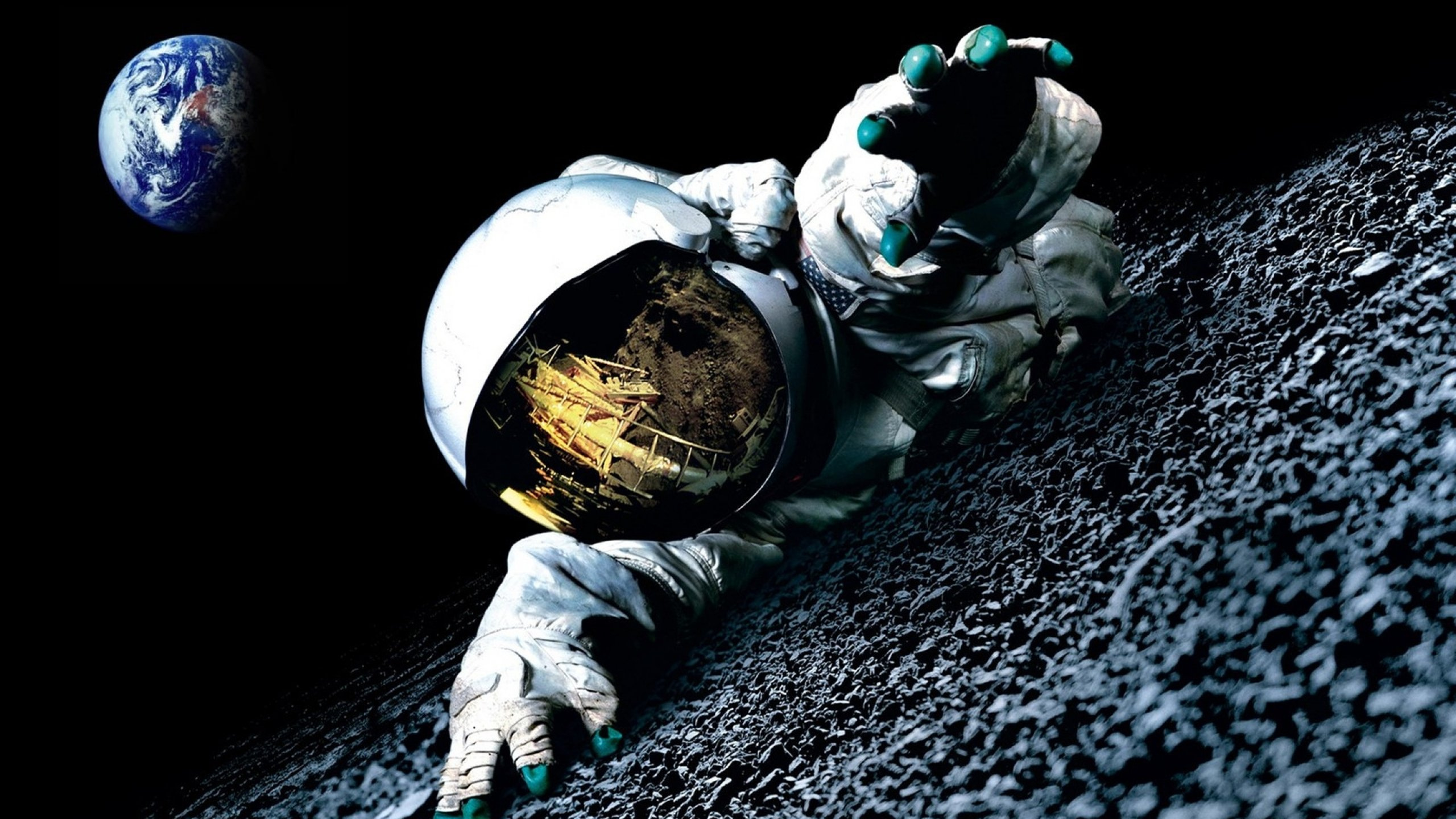 Обои астронавт, земля, астрономический объект, космическое пространство, планета в разрешении 2560x1440