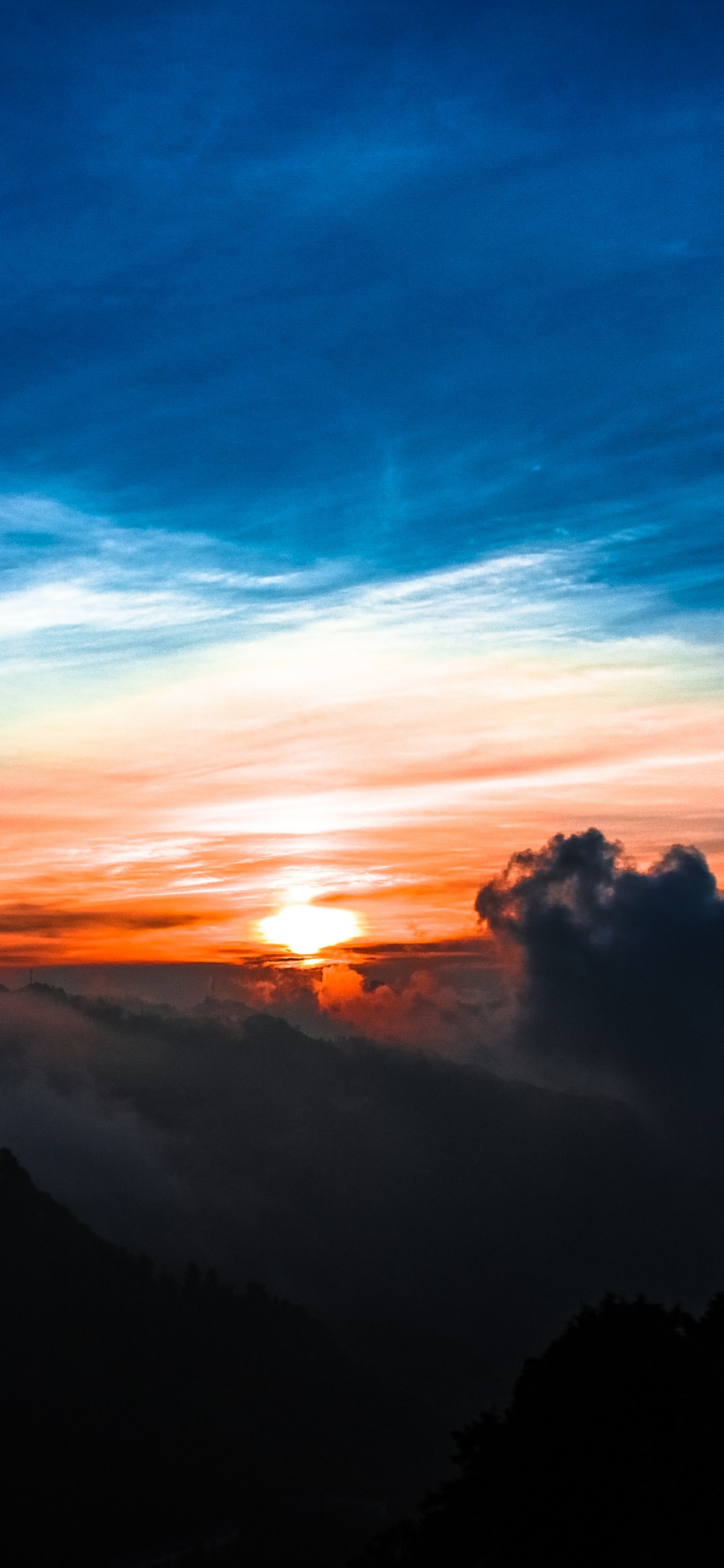 Обои облако, природа, горизонт, восход солнца, послесвечение в разрешении 1242x2688