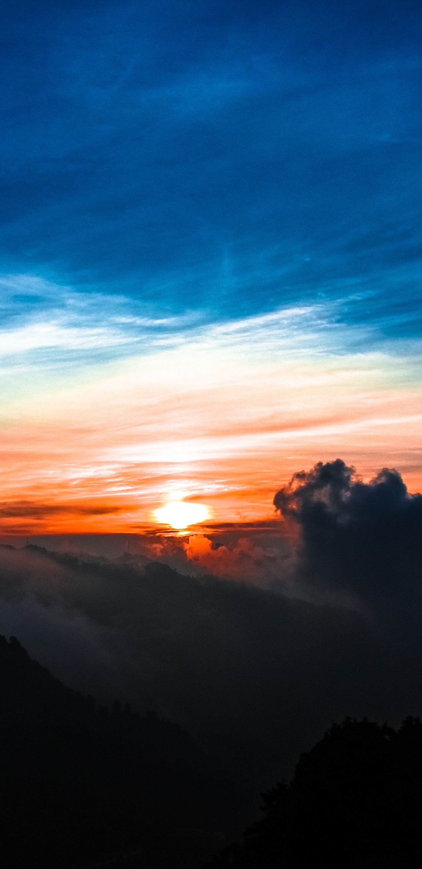 Обои облако, природа, горизонт, восход солнца, послесвечение в разрешении 1440x2960