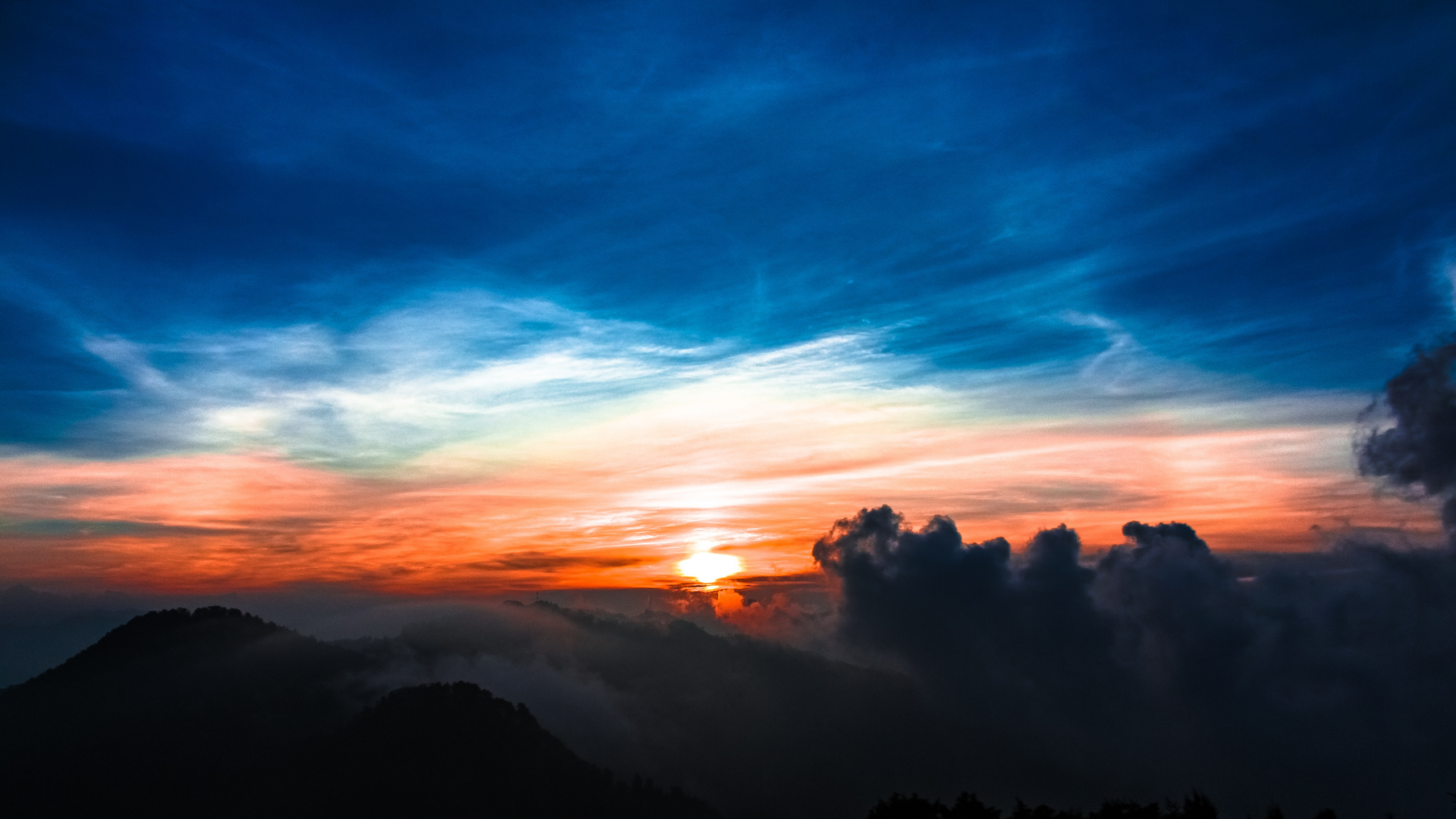 Обои облако, природа, горизонт, восход солнца, послесвечение в разрешении 2560x1440