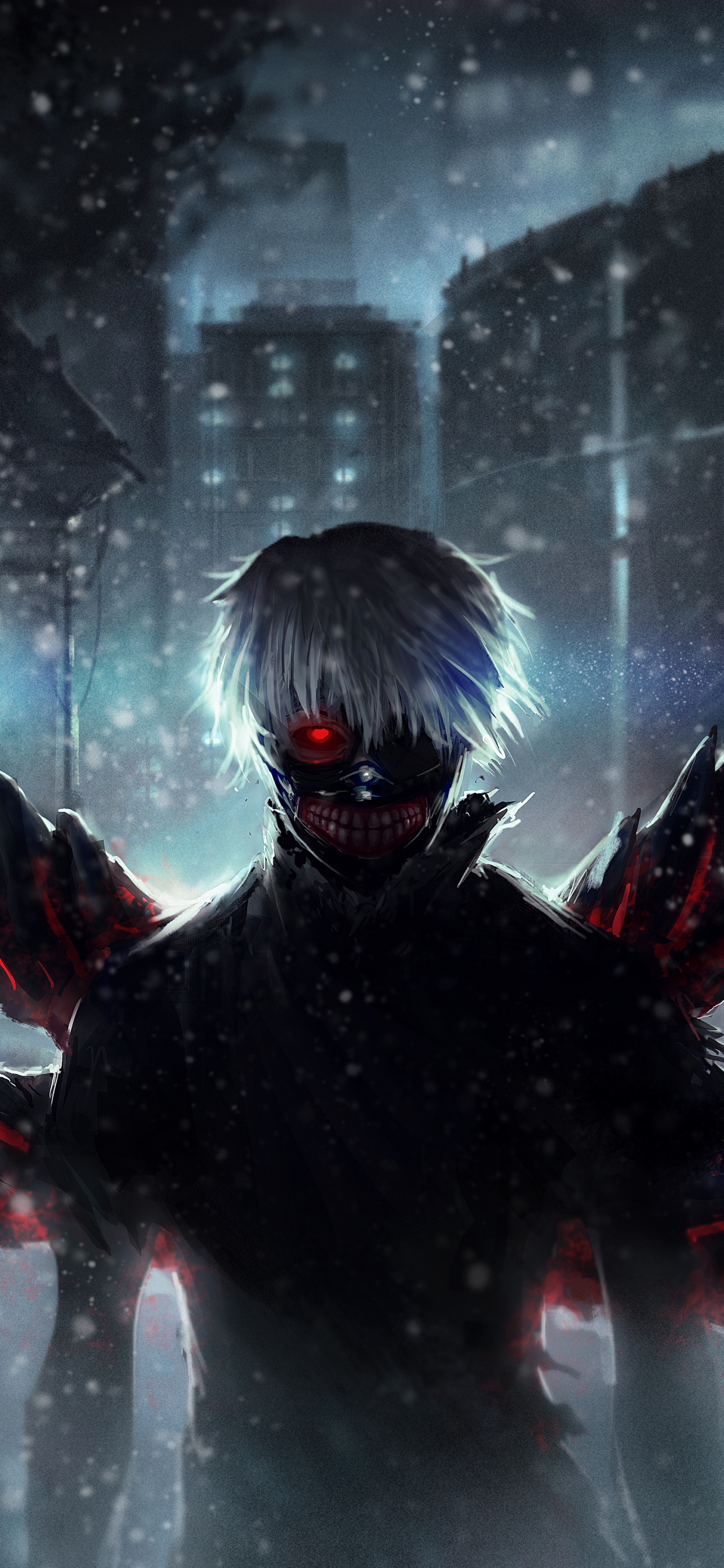 Обои Токио вурдалак, Кен kaneki, аниме, темнота, демон в разрешении 1242x2688