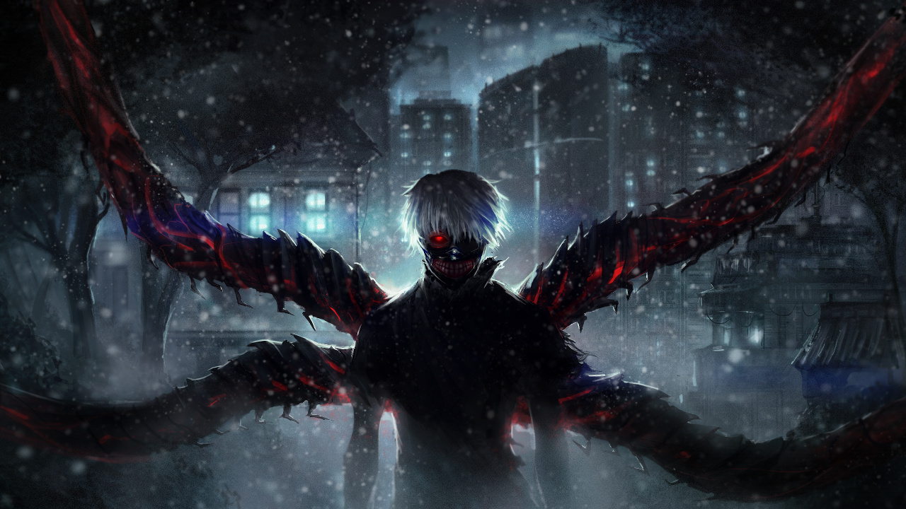 Обои Токио вурдалак, Кен kaneki, аниме, темнота, демон в разрешении 1280x720