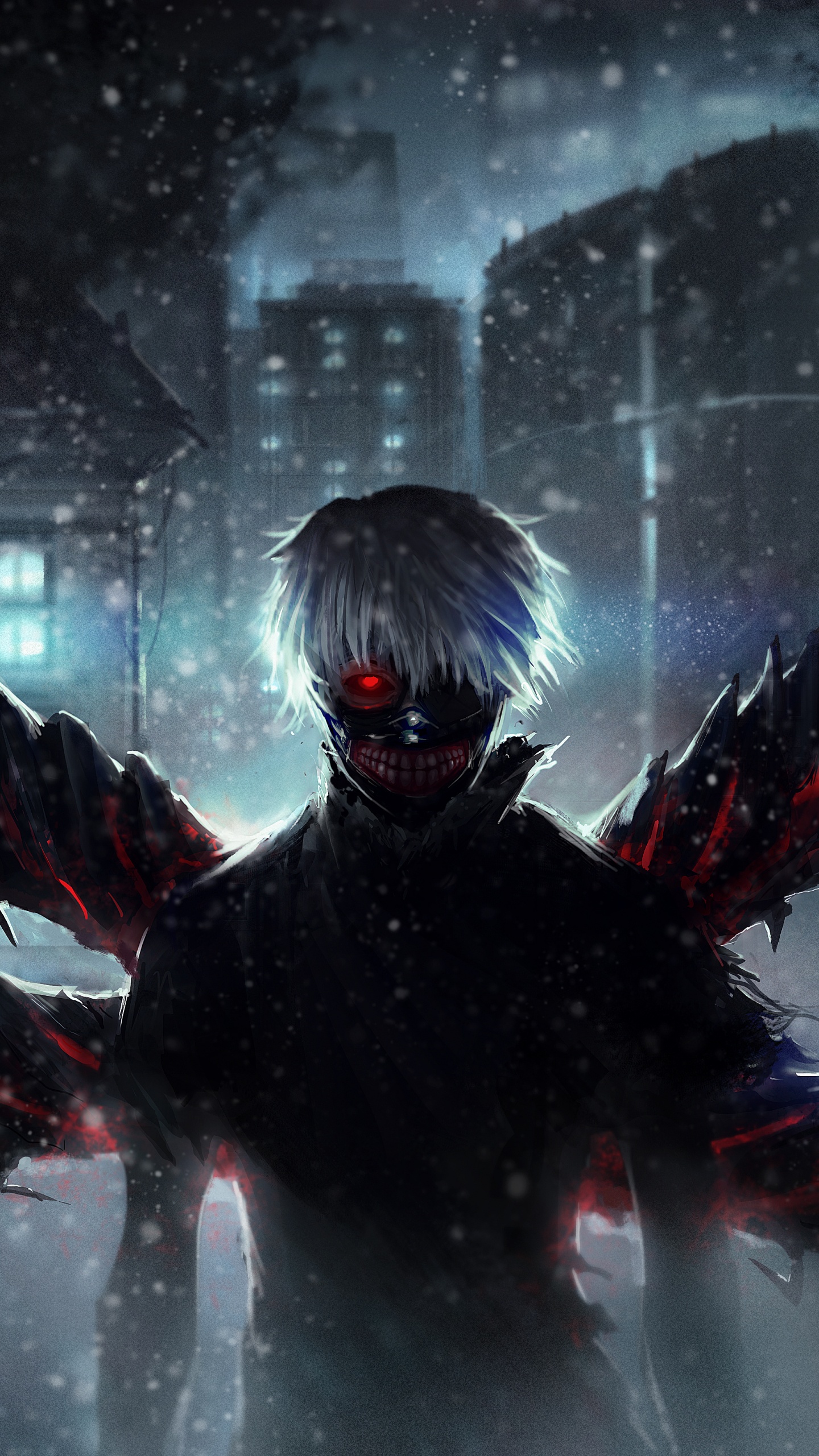 Обои Токио вурдалак, Кен kaneki, аниме, темнота, демон в разрешении 1440x2560