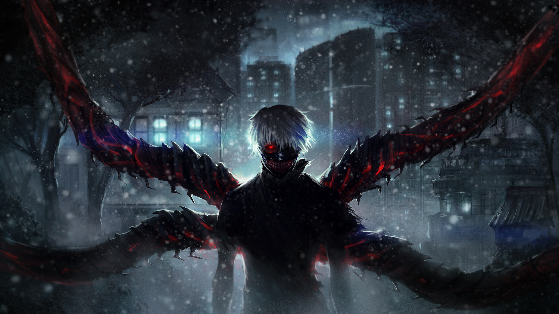Обои Токио вурдалак, Кен kaneki, аниме, темнота, демон в разрешении 1920x1080