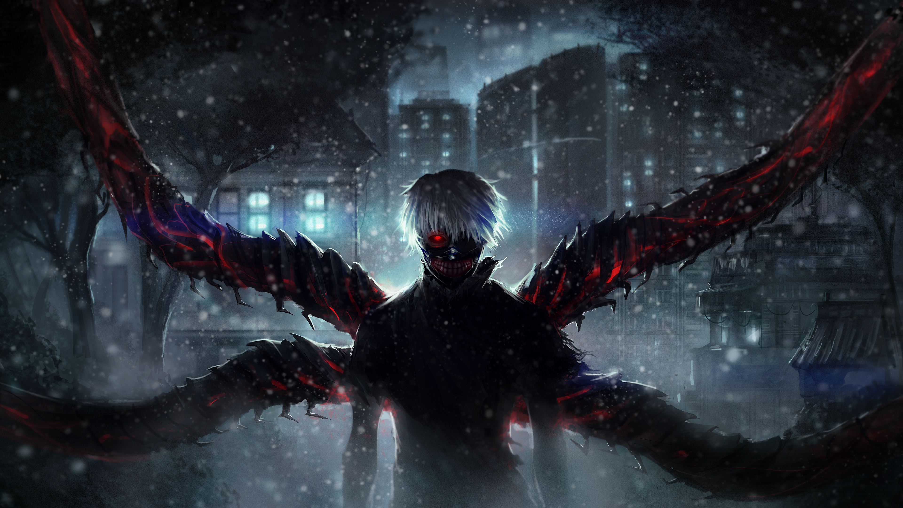 Обои Токио вурдалак, Кен kaneki, аниме, темнота, демон в разрешении 3840x2160