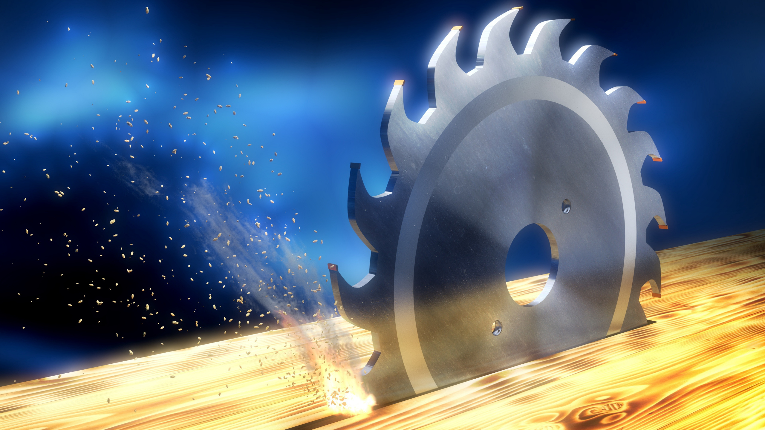 Обои пространство, графика, иллюстрация, пила, свет в разрешении 2560x1440