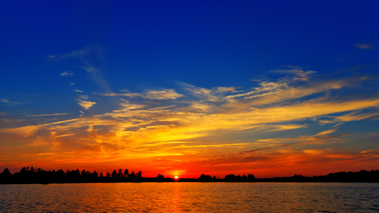 Обои закат, послесвечение, горизонт, сумрак, дневное время в разрешении 1280x720