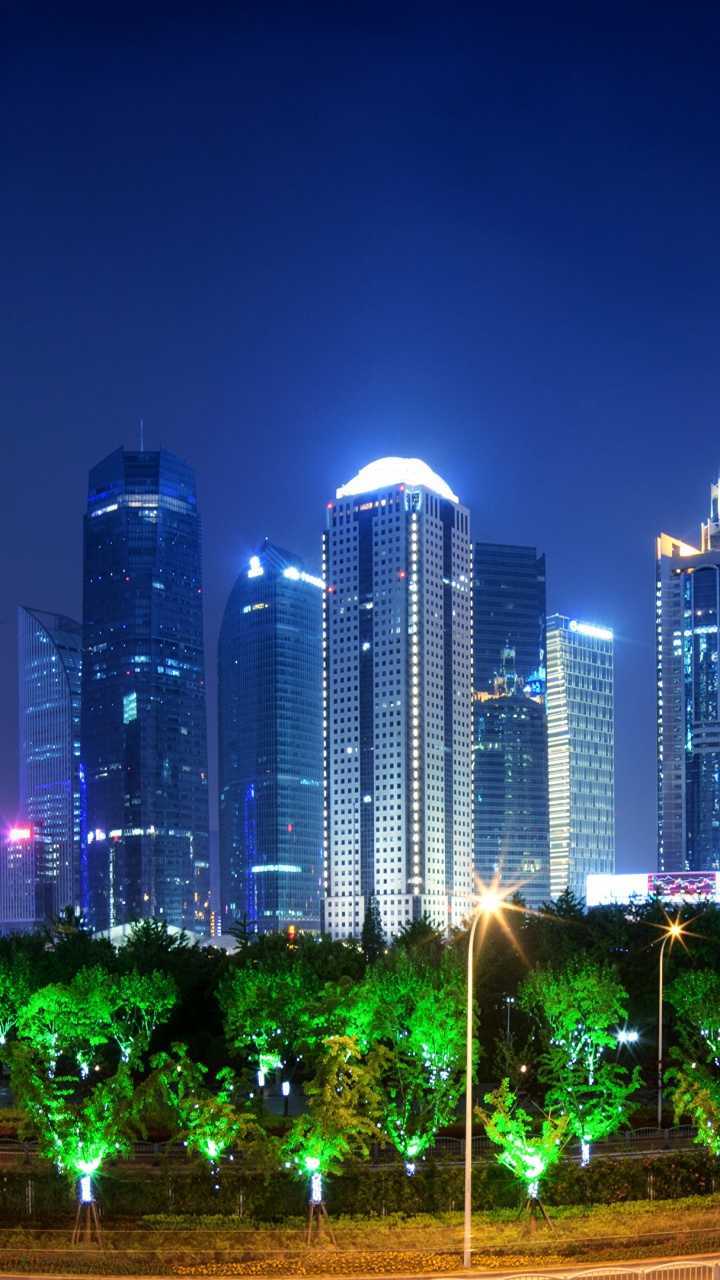 Обои городской пейзаж, город, метрополия, городской район, ночь в разрешении 720x1280