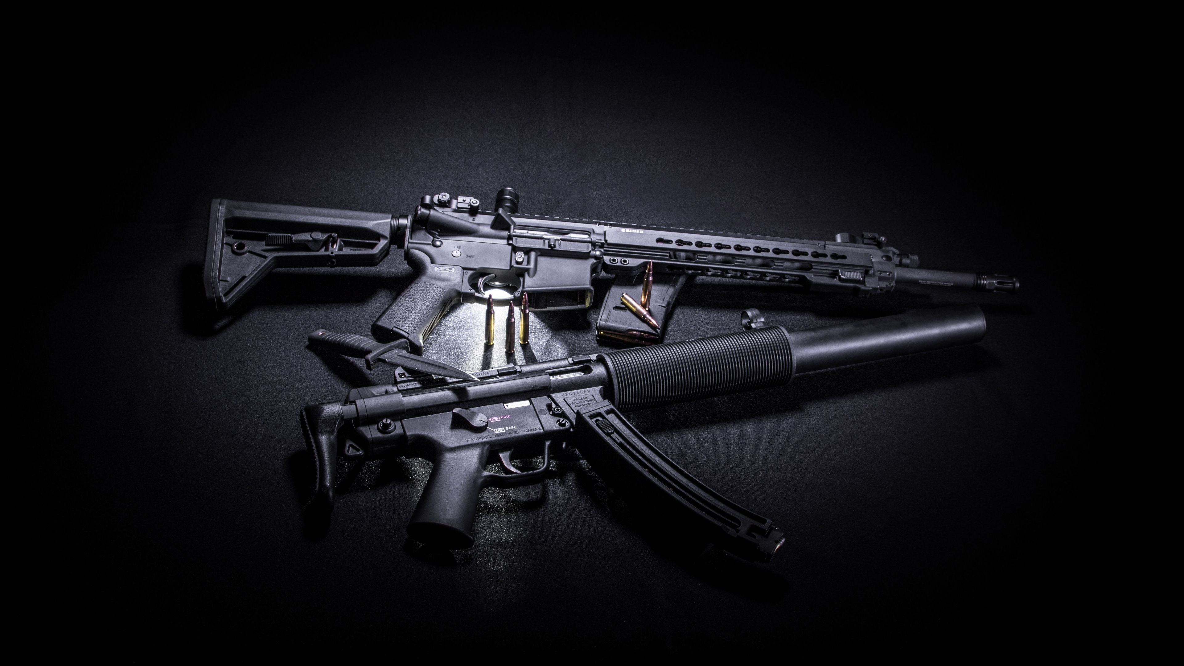 Обои орудие, огнестрельное оружие, штурмовая винтовка, триггер, ствол в разрешении 3840x2160