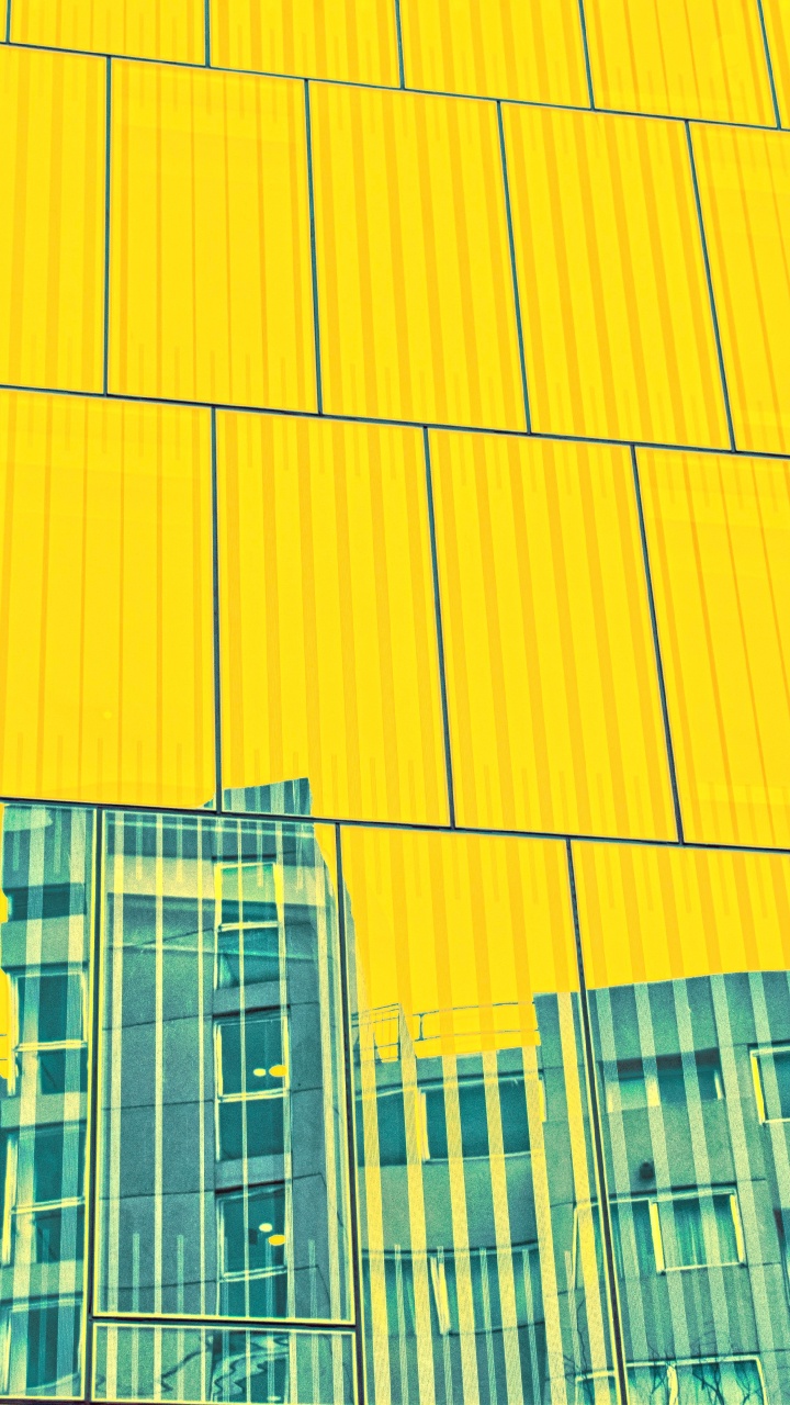 Обои архитектура, фасад, желтый, линия, узор в разрешении 720x1280