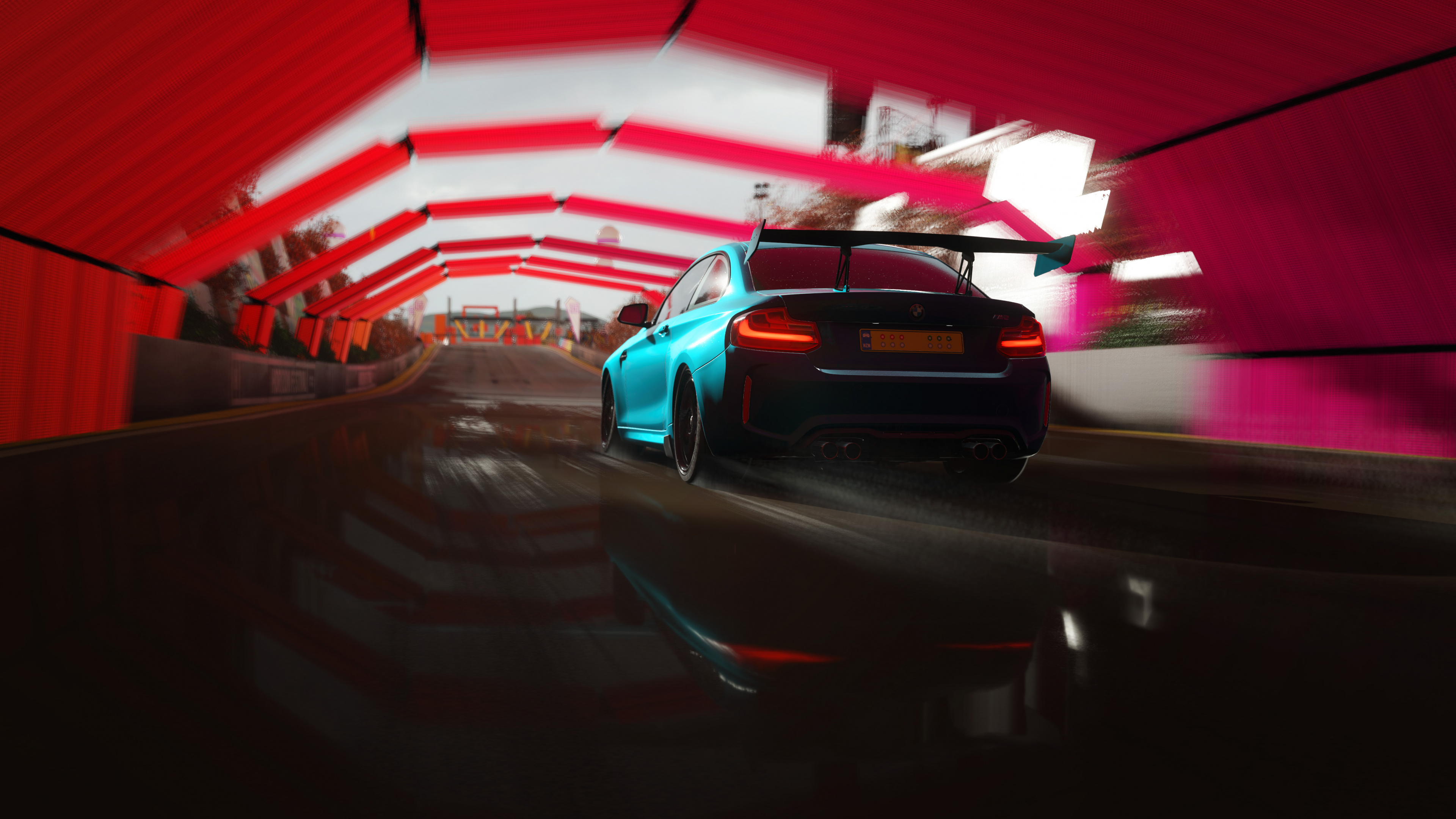 Обои авто, красный цвет, автомобильное освещение, спорткар, свет в разрешении 3840x2160