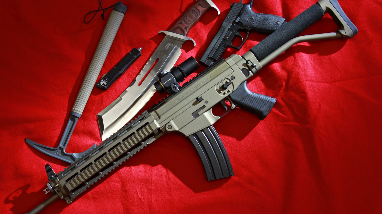 Обои орудие, огнестрельное оружие, винтовка, штурмовая винтовка, триггер в разрешении 1280x720