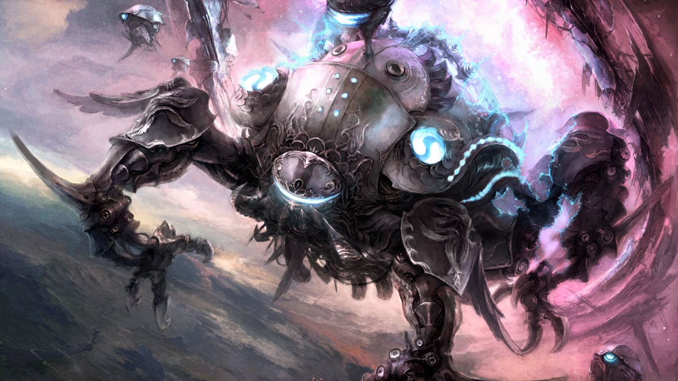 Обои бобышка, пакет расширения, демон, иллюстрация, арт в разрешении 1366x768